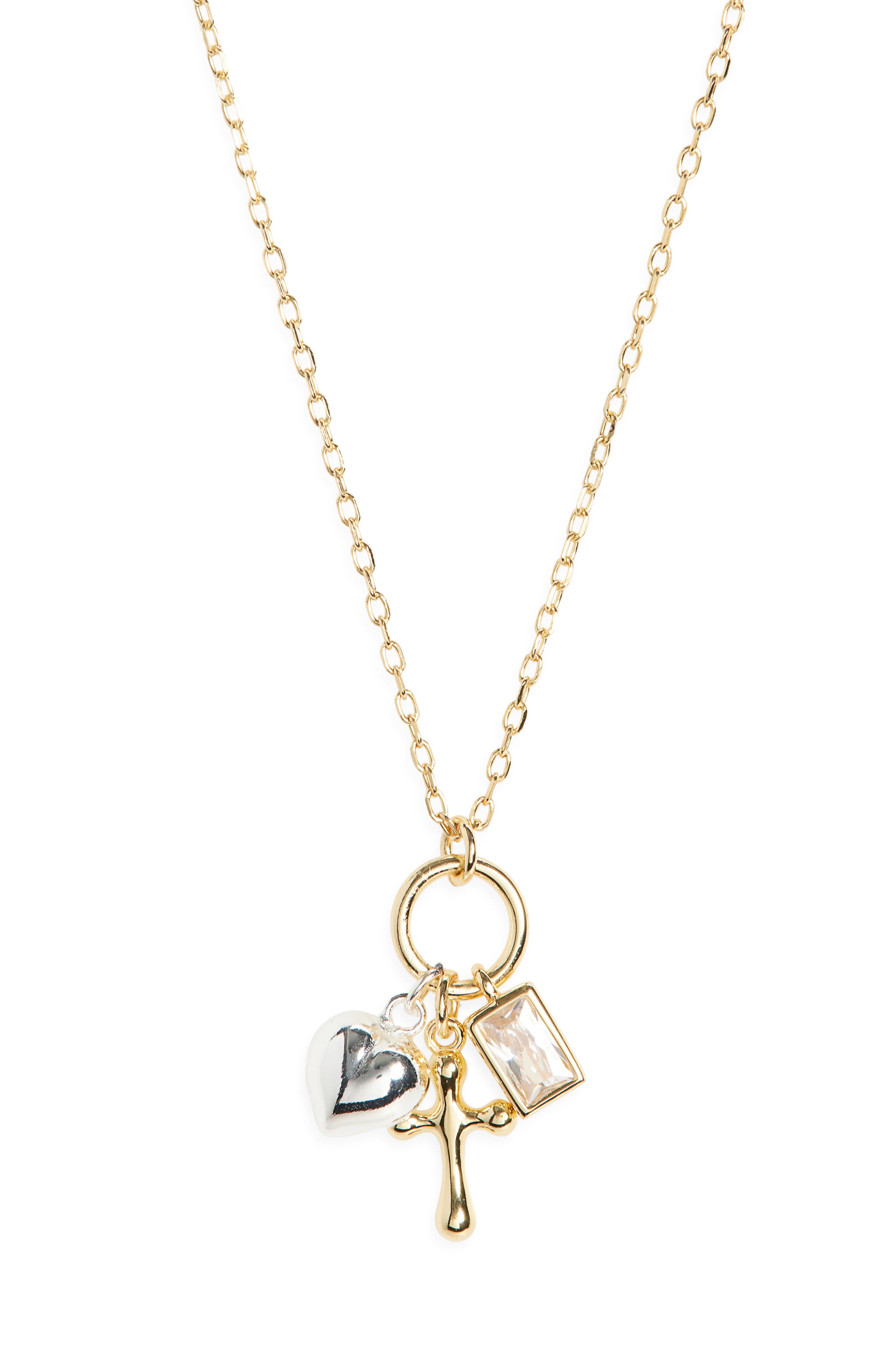 Argento Vivo Sterling Silver Cross Heart Charm Necklace