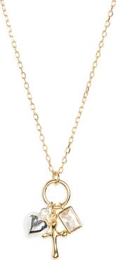 Argento Vivo Sterling Silver Cross Heart Charm Necklace