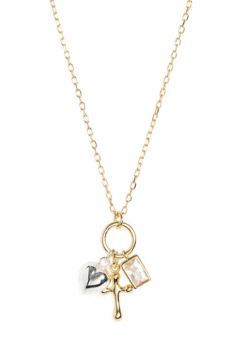 Argento Vivo Sterling Silver Cross Heart Charm Necklace