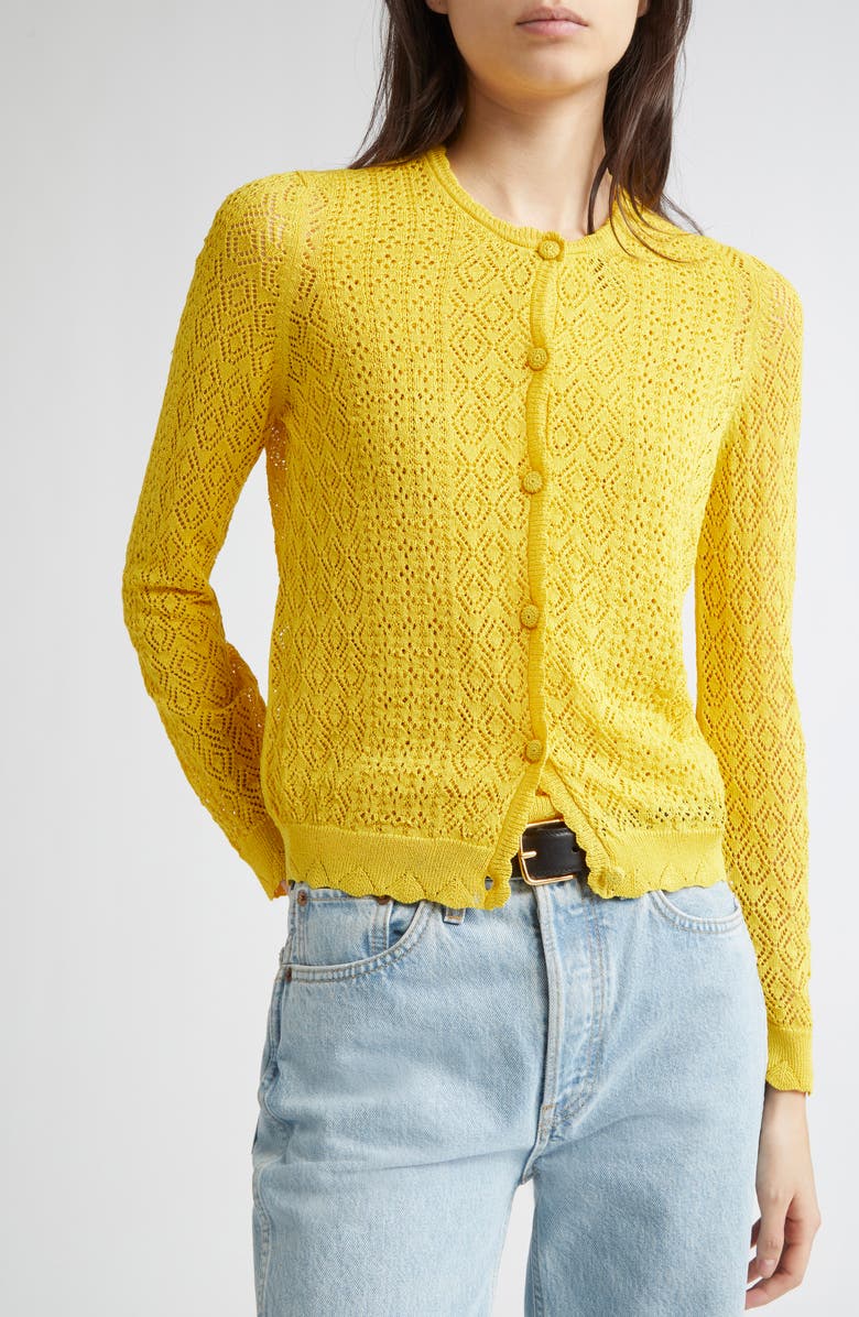 DÔEN Diane Pointelle Cardigan, Alternate, color, Citrus