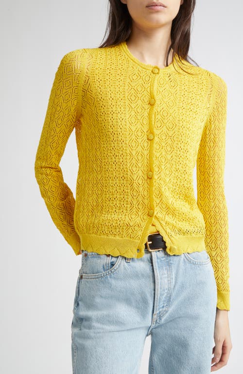 Doen Dôen Diane Pointelle Cardigan In Yellow