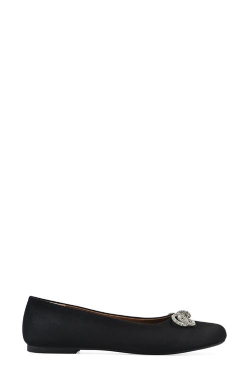 Cliffs By White Mountain Sashimi Embellished Bow Flat In Black Fabric