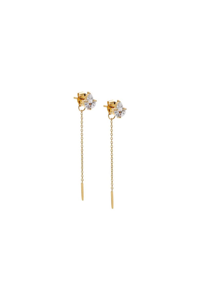 Lab Grown Pear X Marquise Cluster Drop Stud Earring, Main, color, Gold