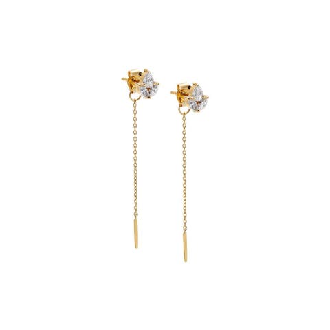 Lab Grown Pear X Marquise Cluster Drop Stud Earring