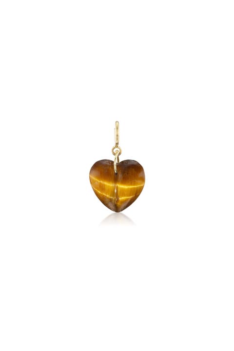Tiger's Eye Mini Split Heart Charm