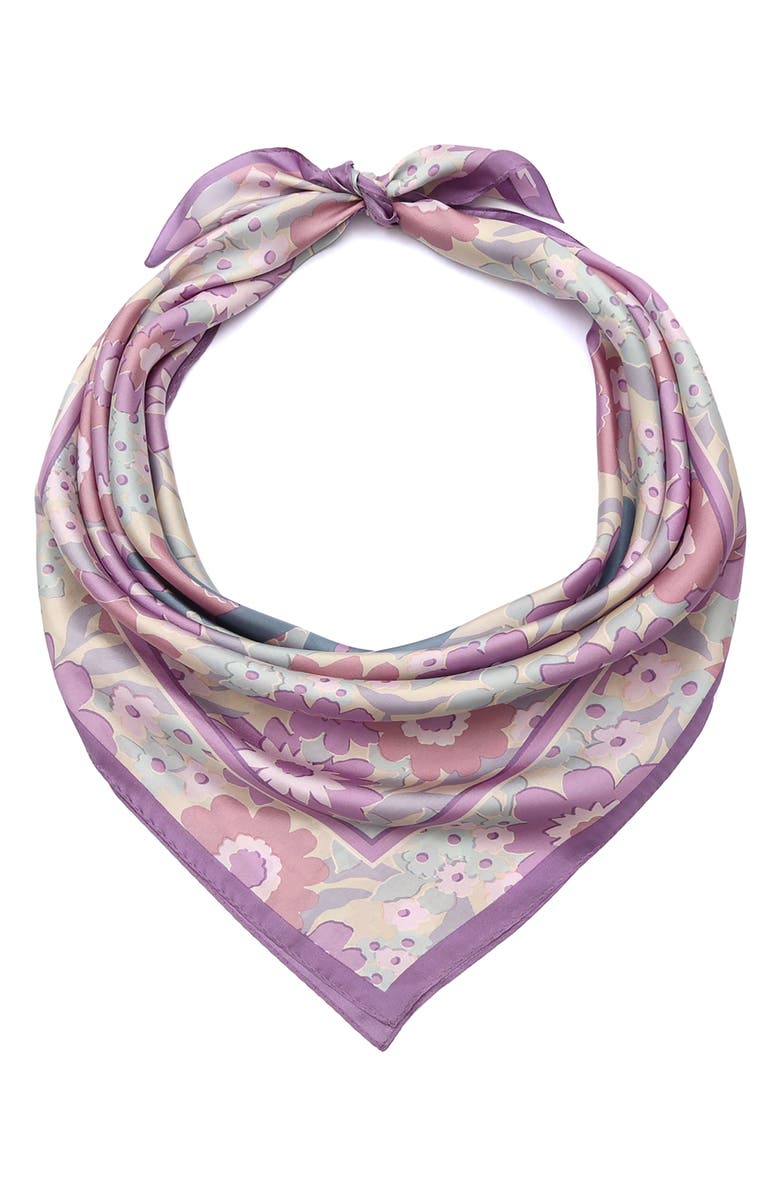 COACH Laurel Floral Script Silk Square Scarf, Main, color, 