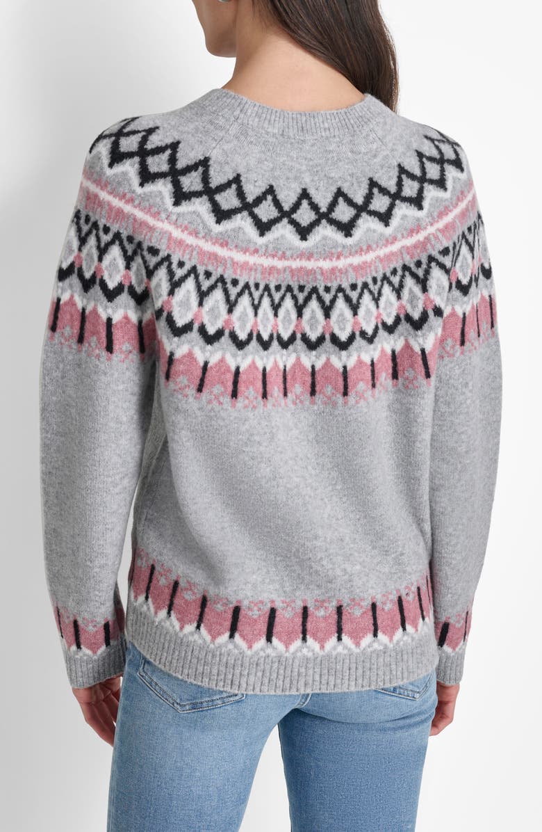 DKNY Jeans Fair Isle Sweater, Alternate, color, Pearl Grey Heather Combo