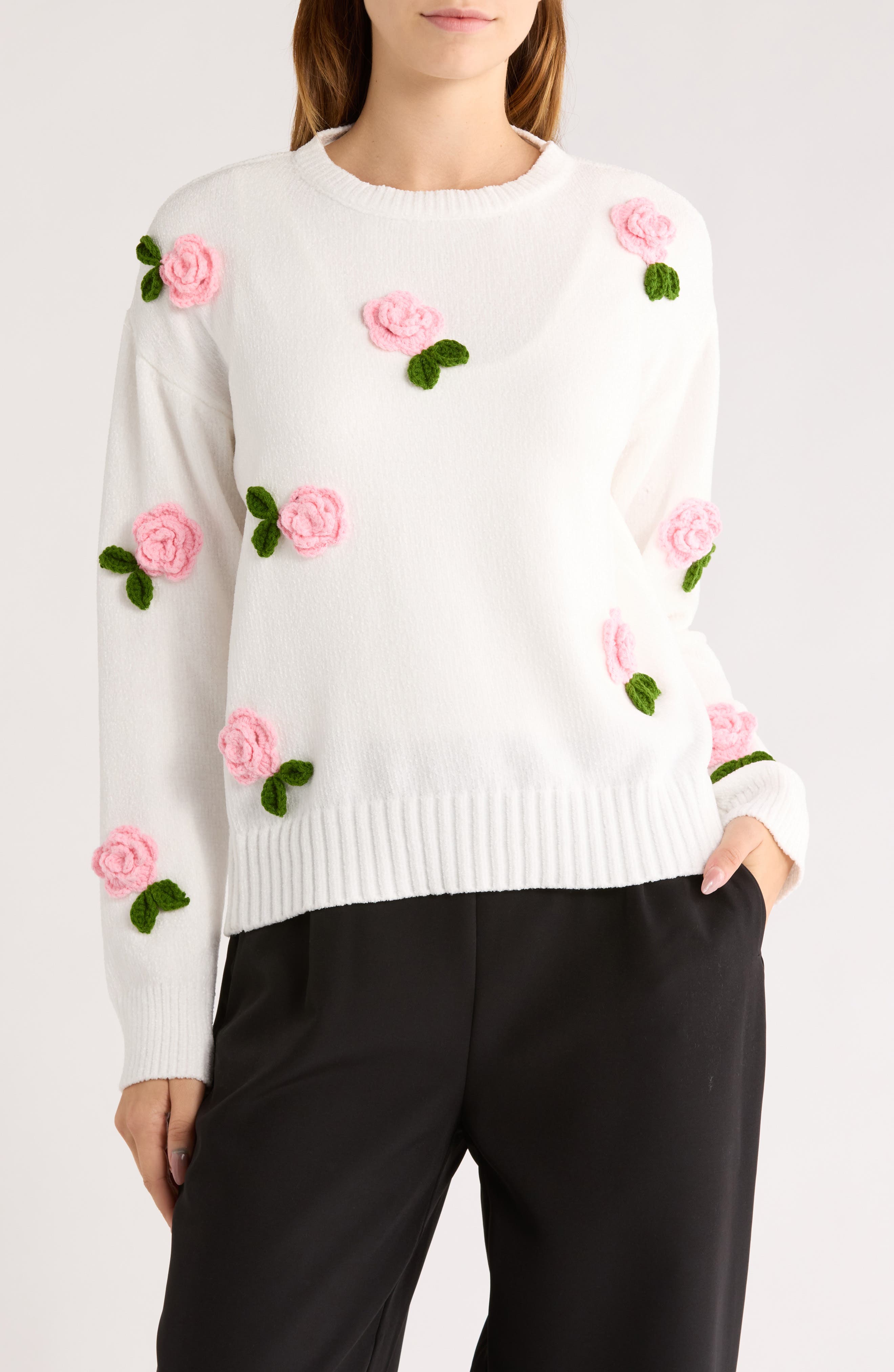 Love By Design Rosie Floral Appliqué Sweater