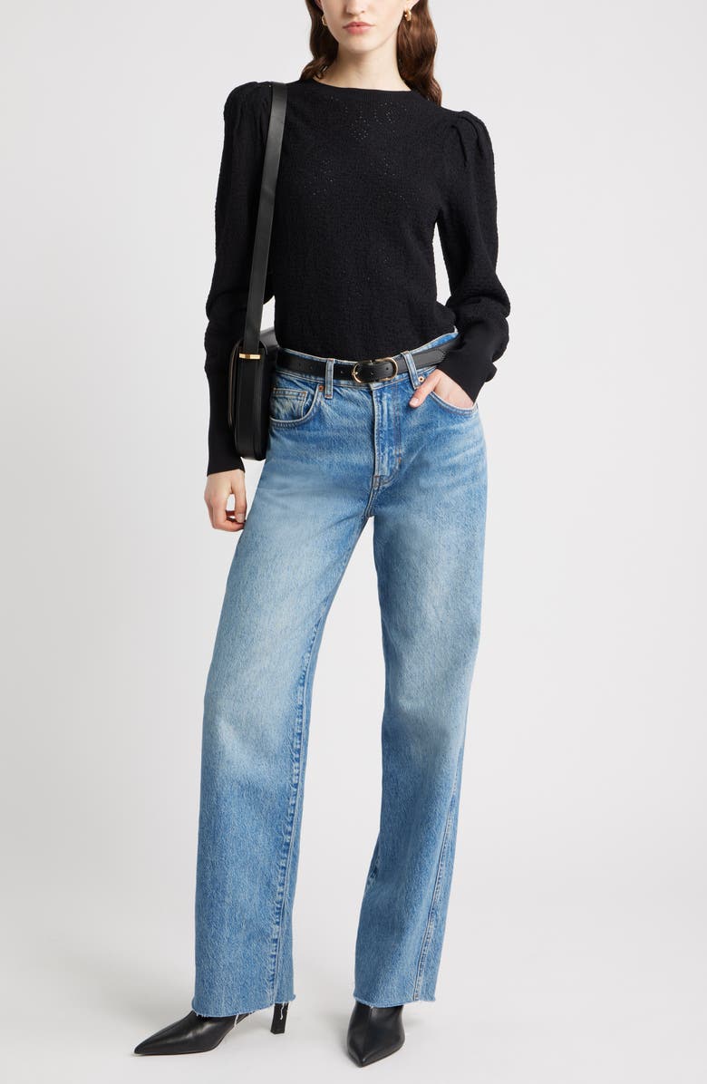 Nordstrom Lacy Open Stitch Sweater, Alternate, color, Black