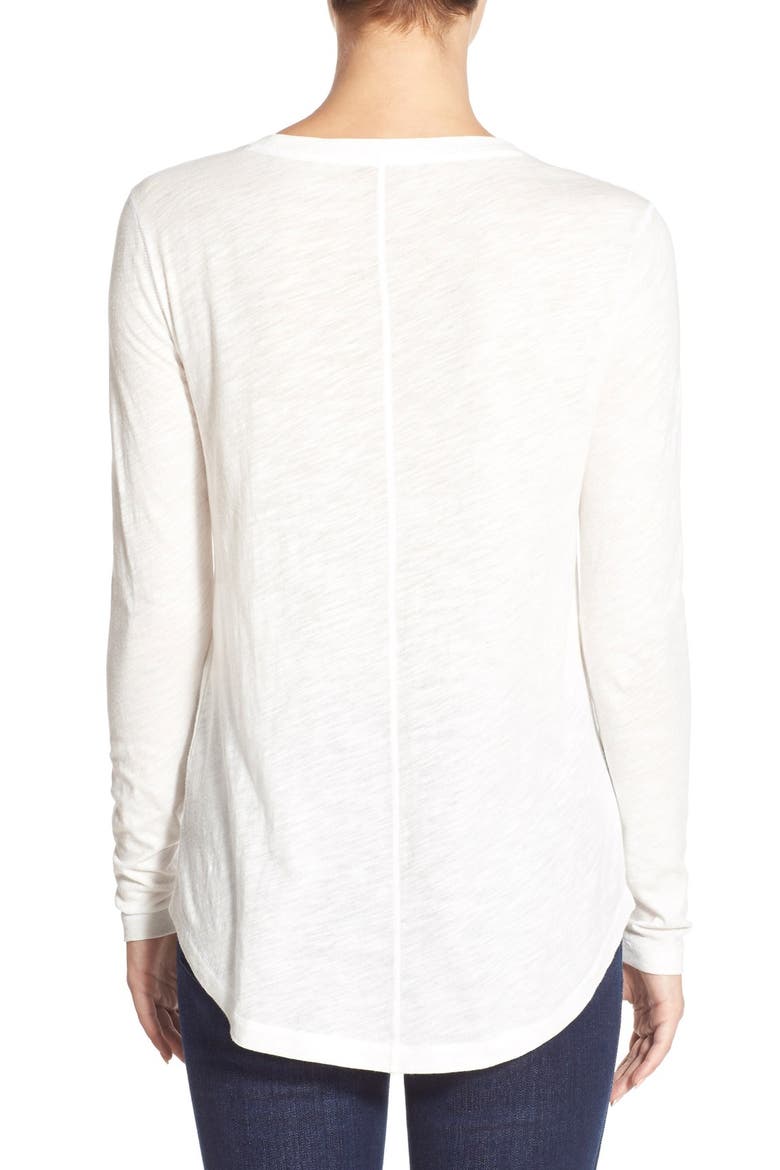 Whisper Cotton Long Sleeve Crewneck Tee, Alternate, color, BRIGHT IVORY