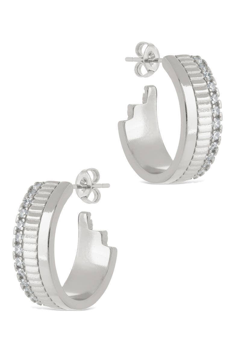 Anika Mixed Texture Hoop Earrings, Alternate, color, SILVER