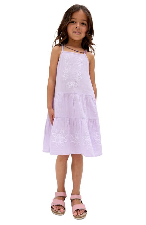 Raffya Kids Camilla Tiered Lace Insert Dress In Purple