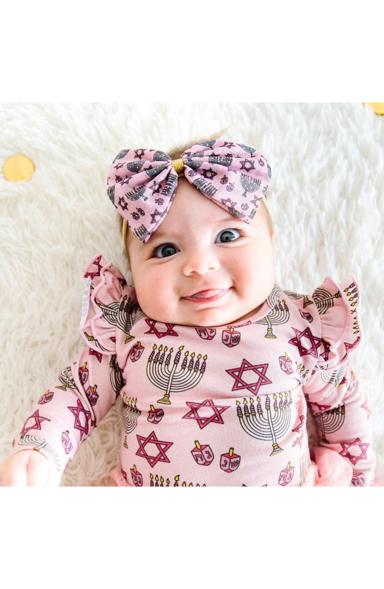 Sweet Wink Hanukkah Long Sleeve Tutu Bodysuit, Alternate, color, Pink