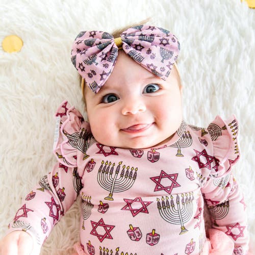 Sweet Wink Hanukkah Long Sleeve Tutu Bodysuit In Pink