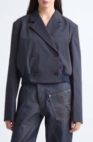 JW Anderson Crop Cotton Double Breasted Blazer