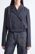 JW Anderson Crop Cotton Double Breasted Blazer