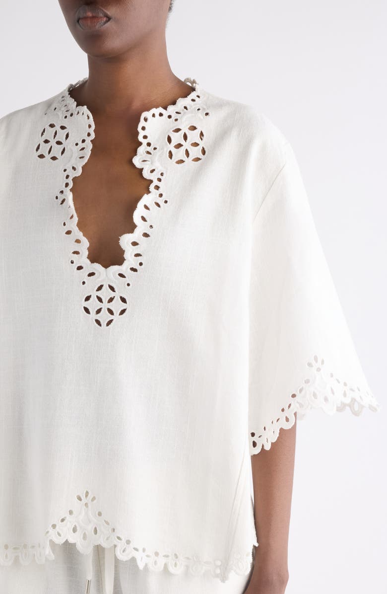 Isabel Marant Étoile Shana Eyelet Embroidered Cotton Tunic, Alternate, color, White