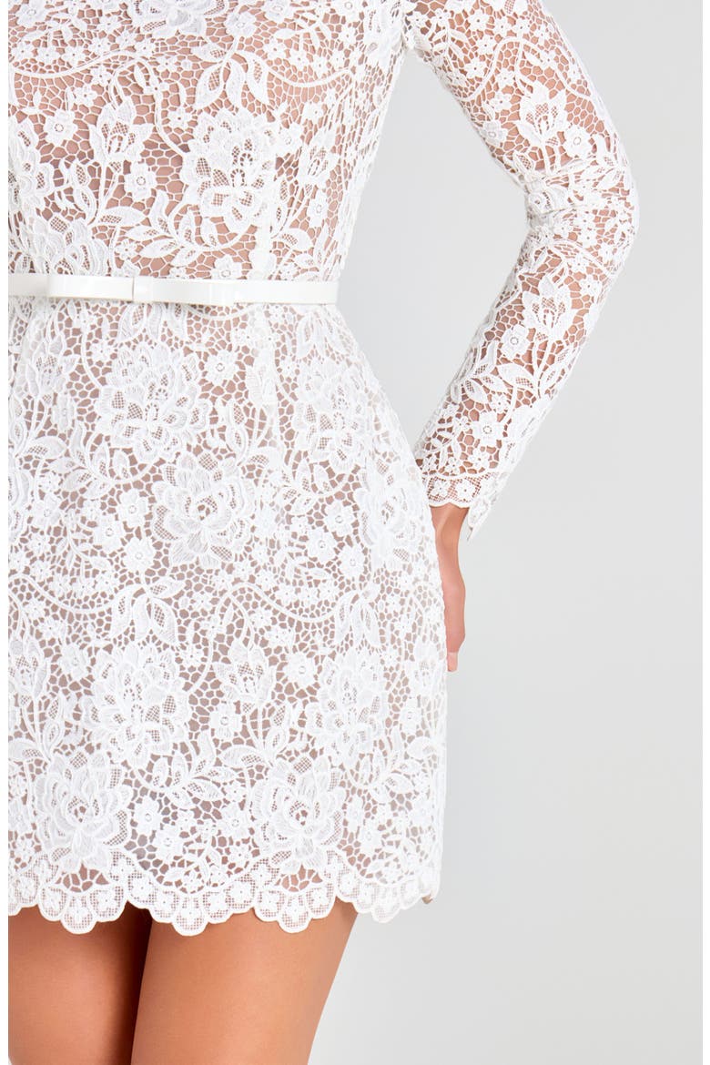 Sophie Long Sleeve Lace Overlay Cocktail Minidress, Alternate, color, WHITE