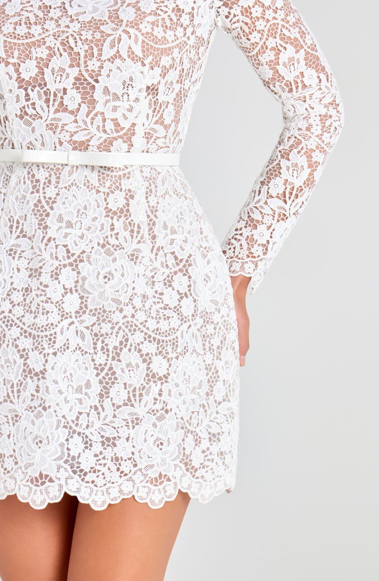 NADINE MERABI Addison Long Sleeve Lace Overlay Cocktail Minidress, Alternate, color, 