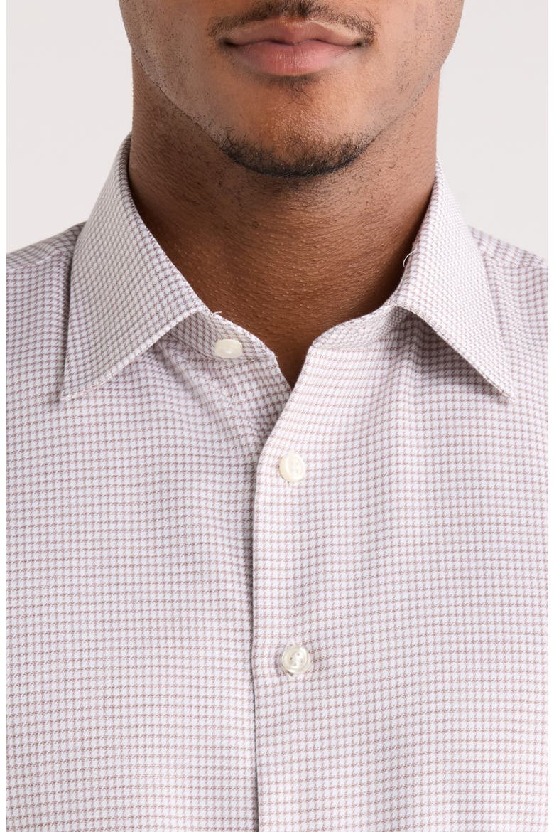 Trim Fit Microcheck Premium Non Iron Cotton Button-Up Shirt, Alternate, color, TAN STAG TEXTURE