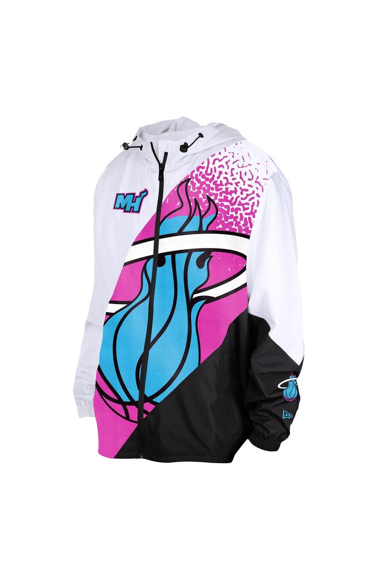New Era Men's New Era  White Miami Heat 2024/25 City Edition Full-Zip Windbreaker Jacket, Alternate, color, 