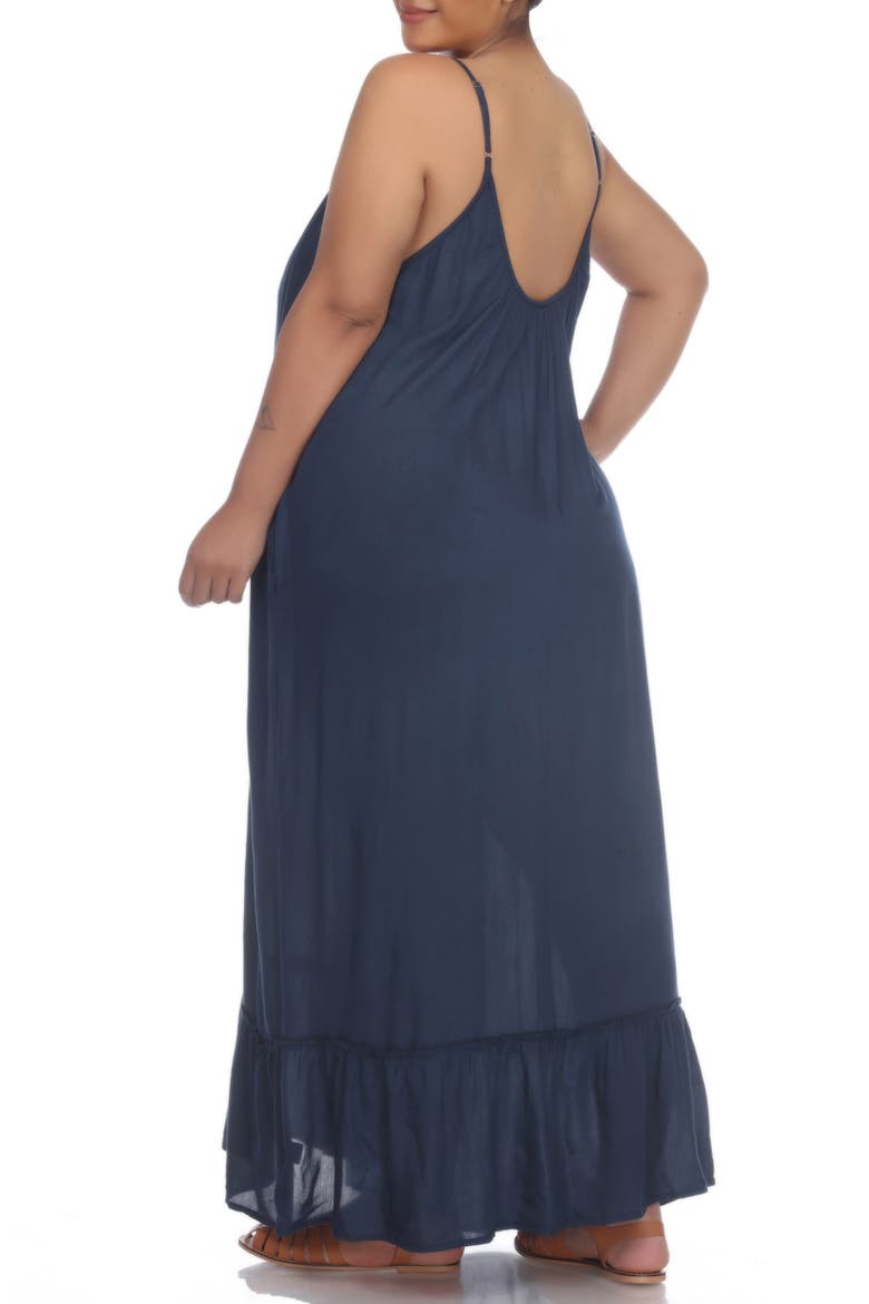Spaghetti Strap Maxi Dress with Ruffle Hem, Alternate, color, MIDNIGHT MW