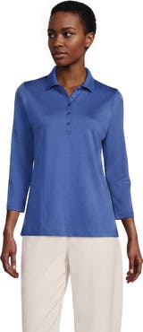 Lands' End 3/4 Sleeve Supima Cotton Polo Shirt