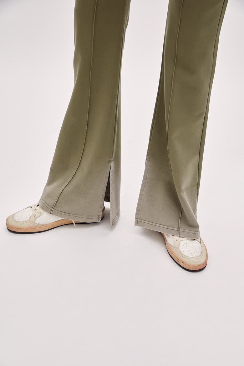 Cotton Acid Washed Flare Sweatpant, Alternate, color, Chino Green