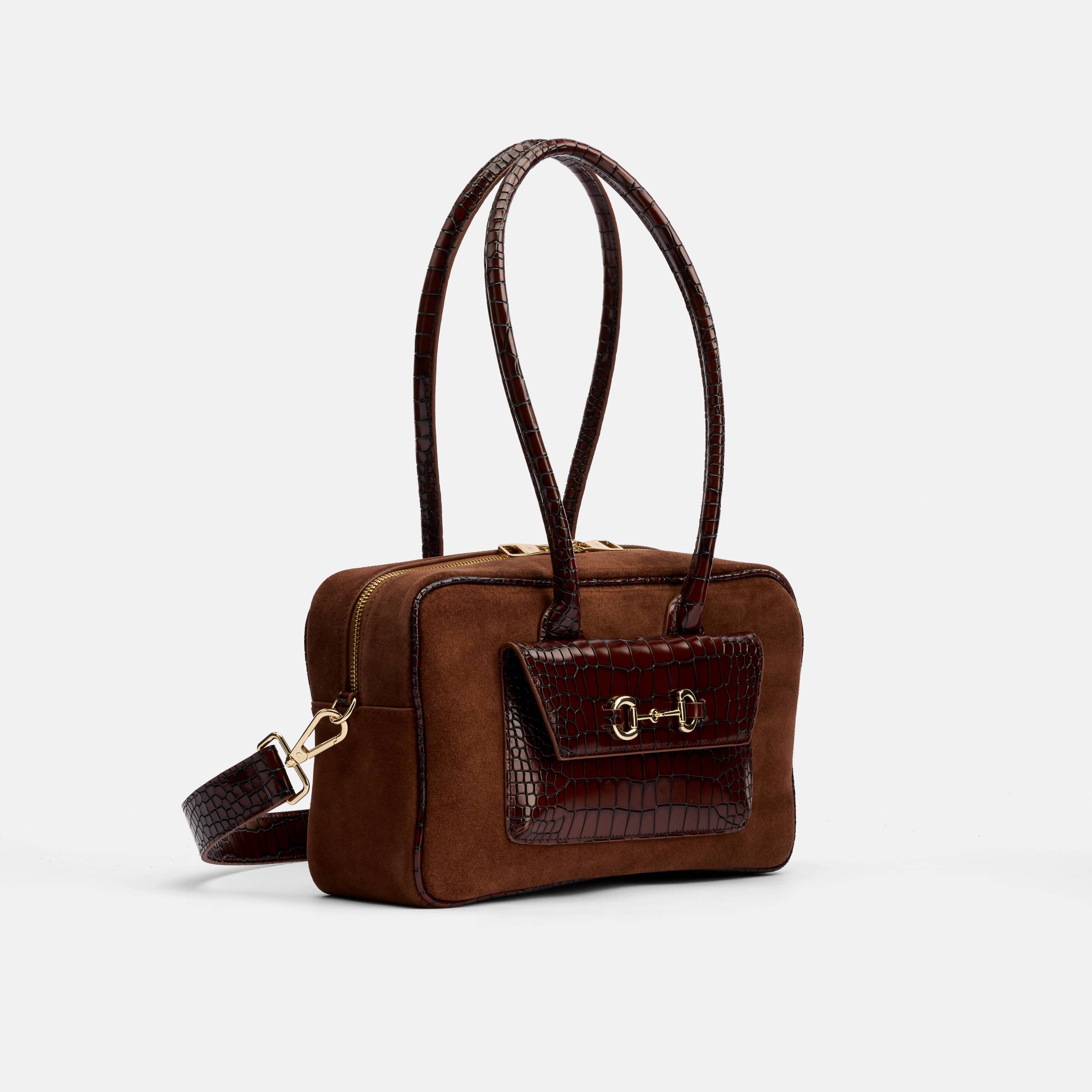 Serena Horsebit Shoulder Bag, Alternate, color, Brown