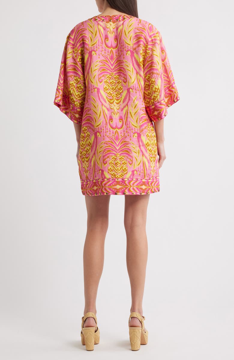 FARM Rio Pineapple Tapestry Studded Linen Shift Dress, Alternate, color, 