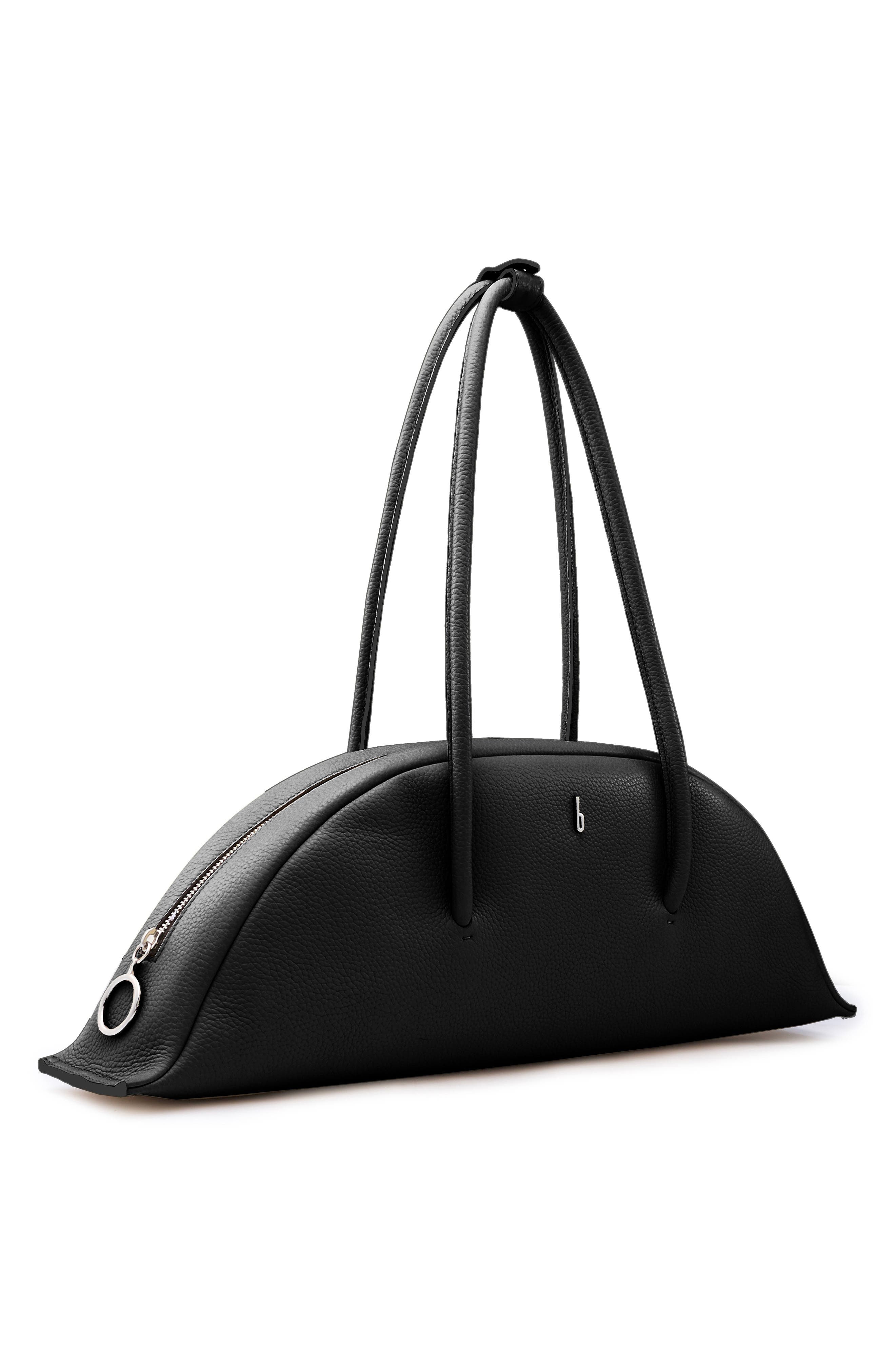behno Laverne Leather Bowler Bag, Alternate, color, Black