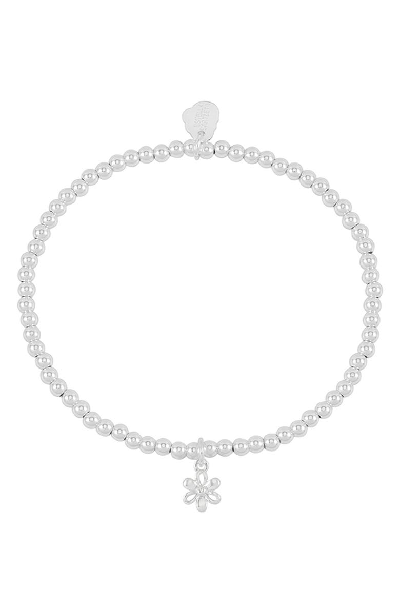 Estella Bartlett Sienna Flower Beaded Stretch Bracelet, Alternate, color, Silver