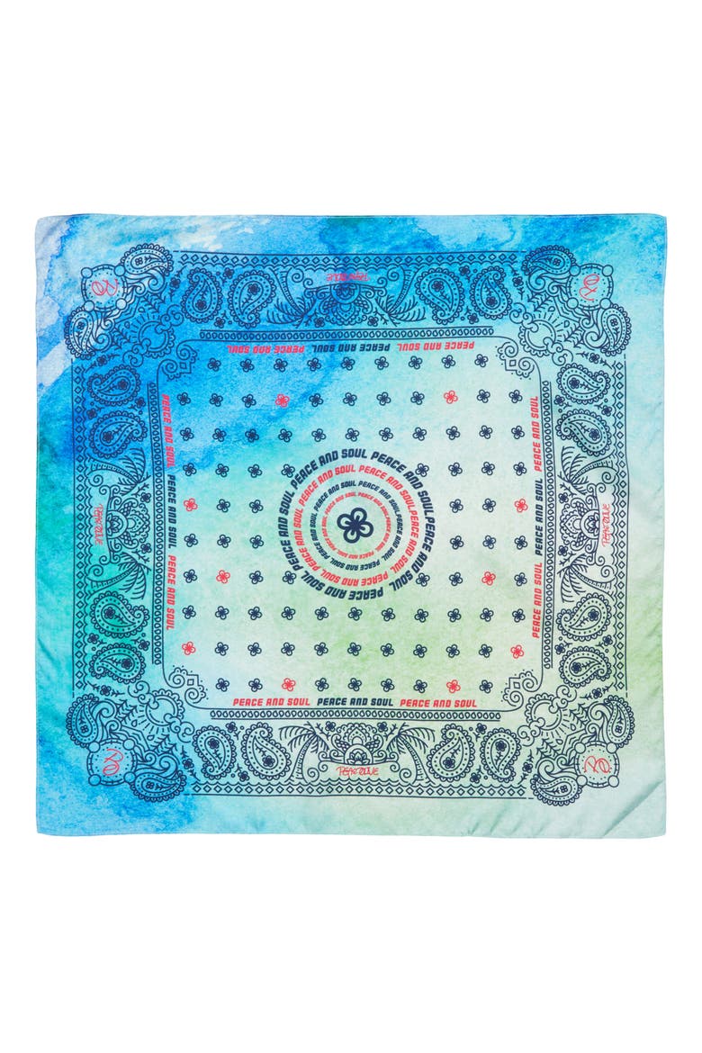 Peace & Soul Silk Bandana, Alternate, color, OCEAN BLUE