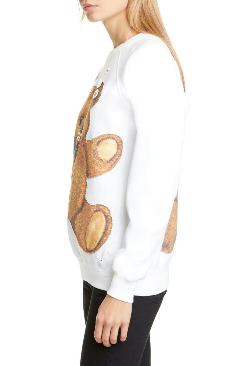 R13 Punk Teddy Bear Distressed Sweatshirt, Alternate, color,