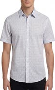 Report Collection Geo Print Short Sleeve Stretch Button-Up Shirt