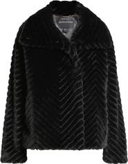Bernardo Chevron Quilted Faux Fur Jacket