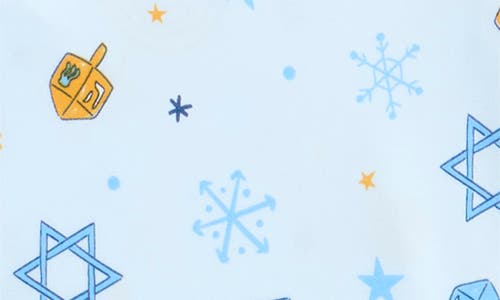 Jaclyn Kids' Matching Family Hanukkah Print Fitted Two-piece Pajamas In Blue