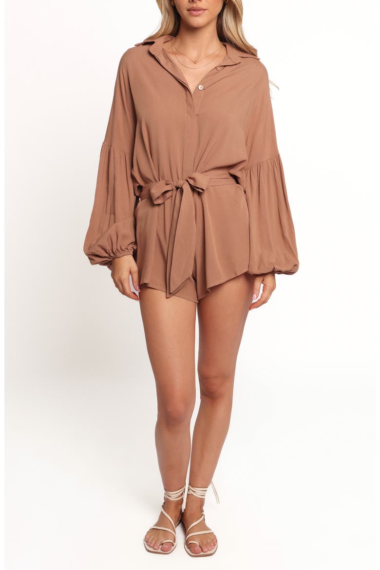 Pali Long Sleeve Romper, Main, color, MOCHA