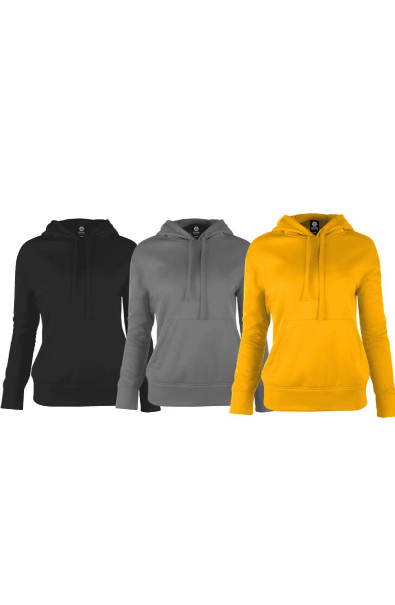 BenBen 3 Pack Women Slim Cut Pullover Hoodie Tech Fleece, Main, color, Black/Graphite/Maize