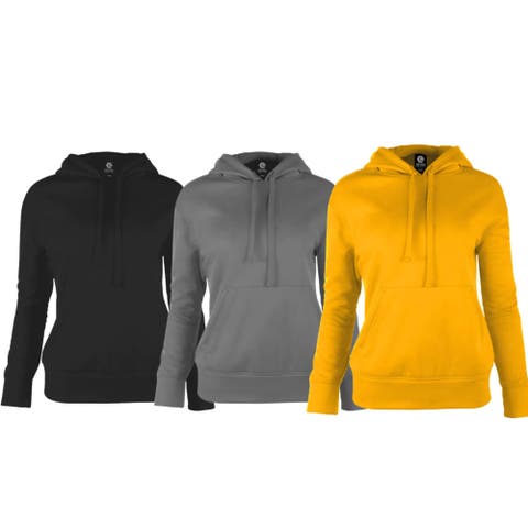 3 Pack Women Slim Cut Pullover Hoodie Tech Fleece