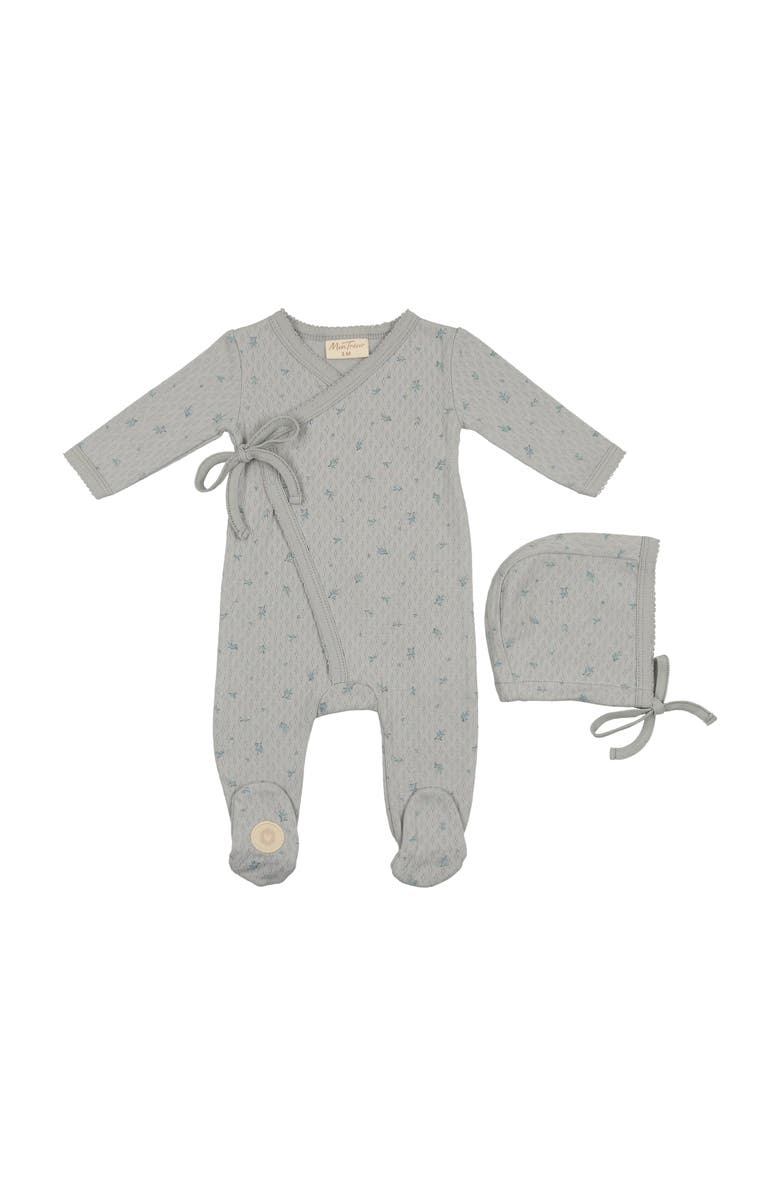Mon Tresor Bebe Leaf Print Wrap Layette Set, Main, color, 