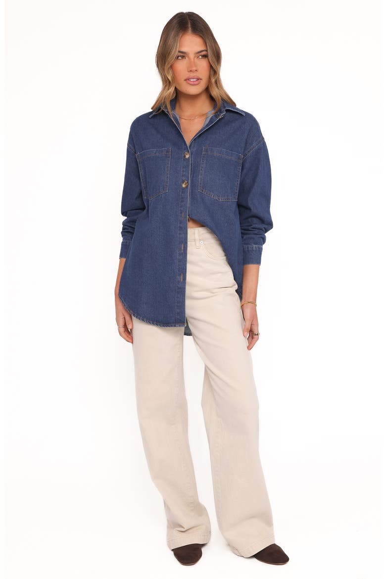 Anicia Denim Button-Up Shirt, Alternate, color, DARK
