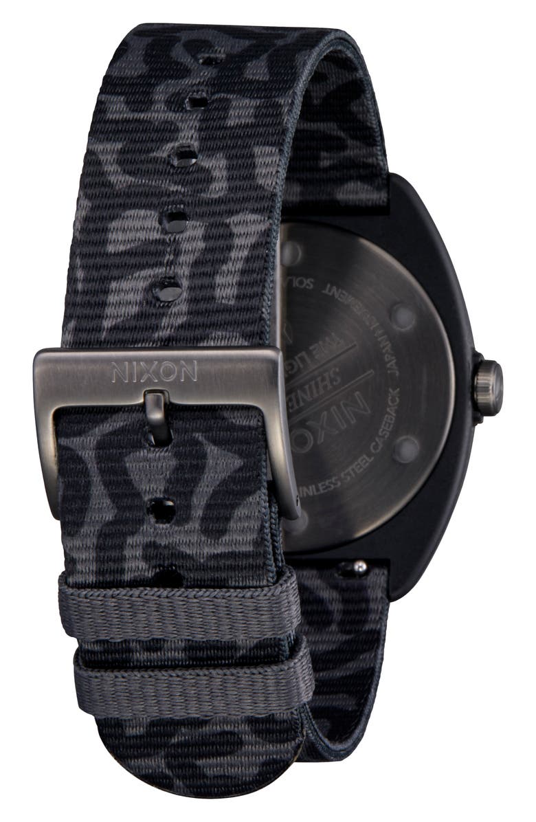 Nixon Light Wave Recycled Strap Solar Watch, 36mm, Alternate, color, Black / Scribble