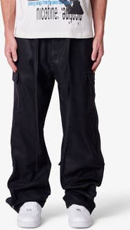mnml Ultra Baggy Side Snap Faux Leather Cargo Pants