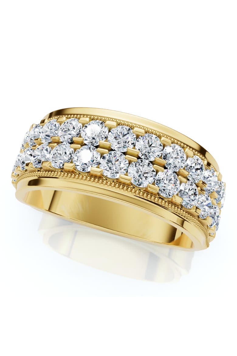 2ct Men's Diamond Double Row Wedding Ring Polished Band In Or Gold, Main, color, 10k Yellow Gold
