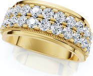 Bliss Diamond 2Ct Men's Diamond Double Row Wedding Ring Polished Band in or Gold