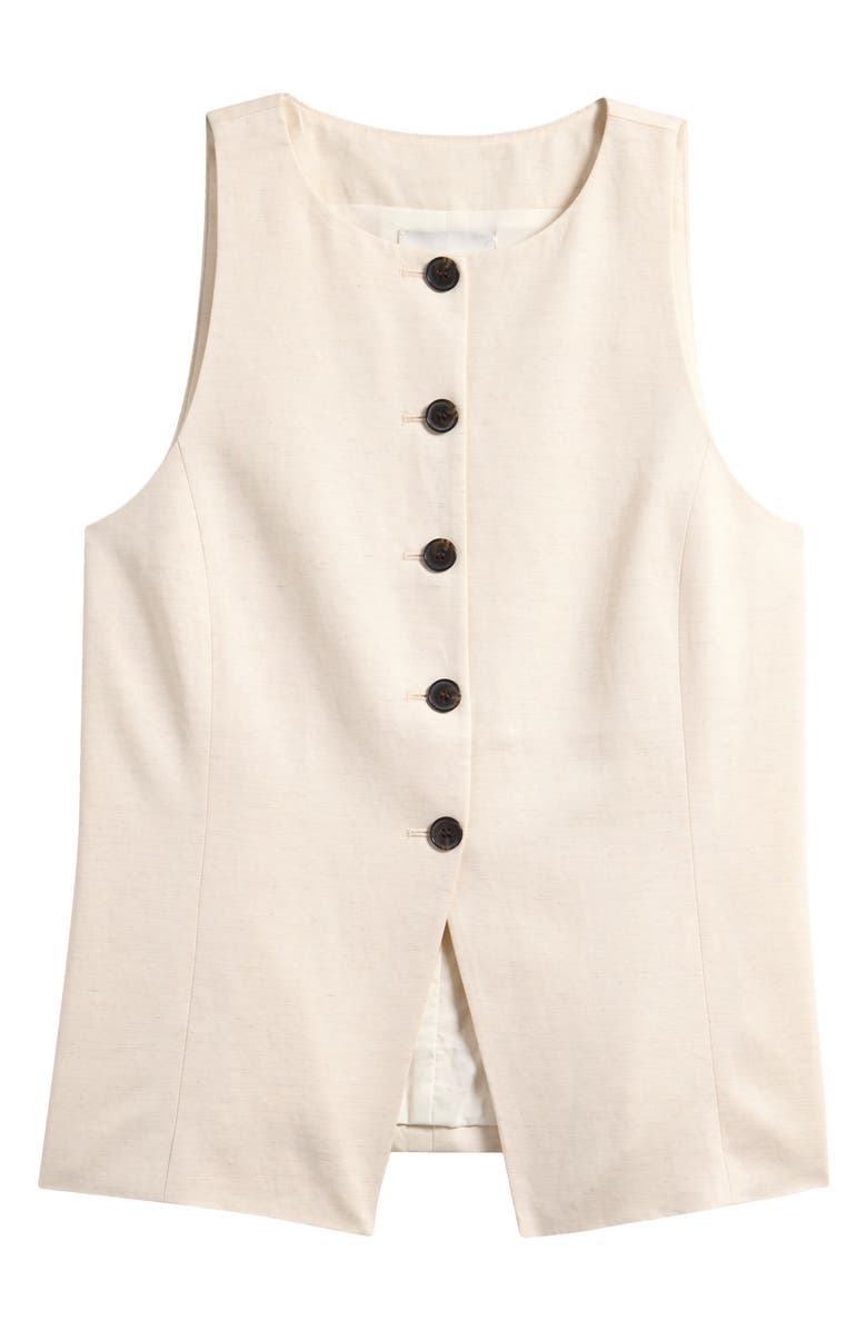 Madewell Crewneck Cutaway Drapey Twill Vest, Alternate, color, Vintage Ivory