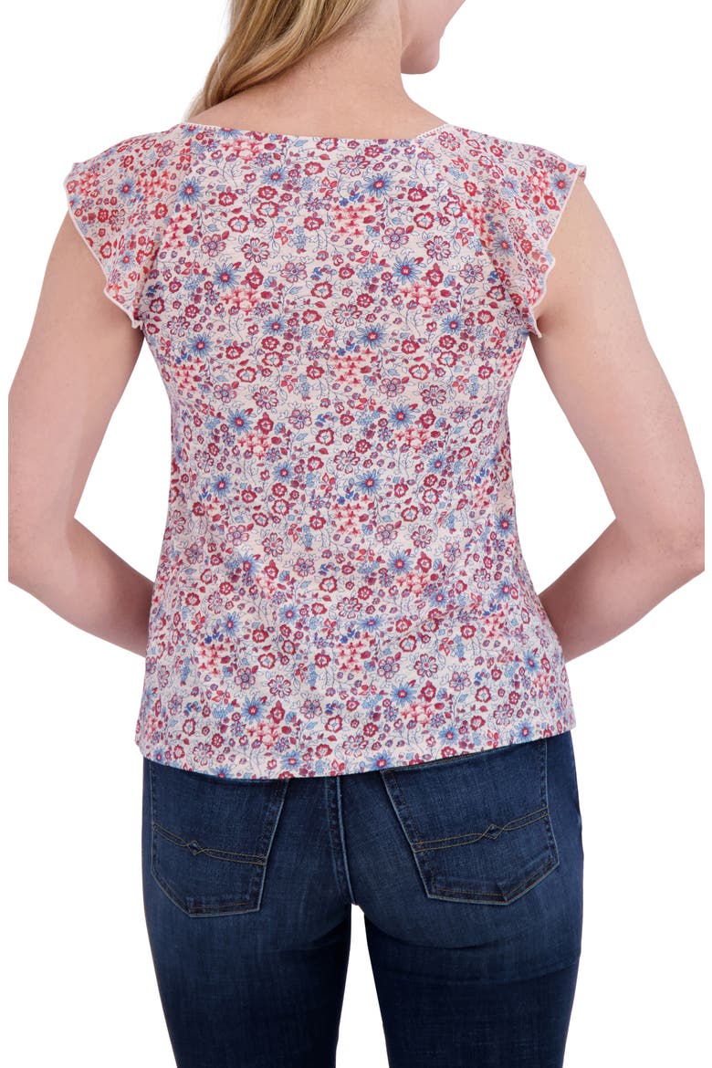 Floral Tie Front Top, Alternate, color, PINK FLORAL