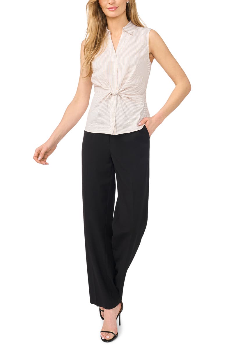 Halogen<sup>®</sup> Twist Front Sleeveless Button-Up Shirt, Alternate, color, Pebble