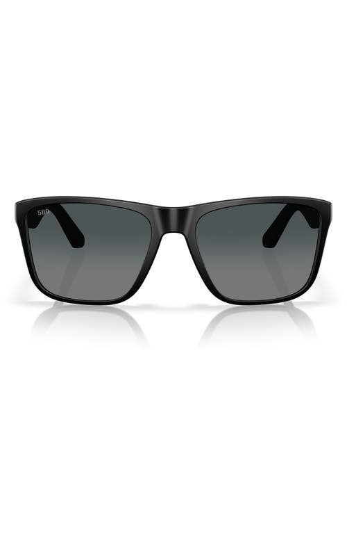 Costa Del Mar 59mm Polarized Rectangular Sunglasses In Matte Black/gray 580g
